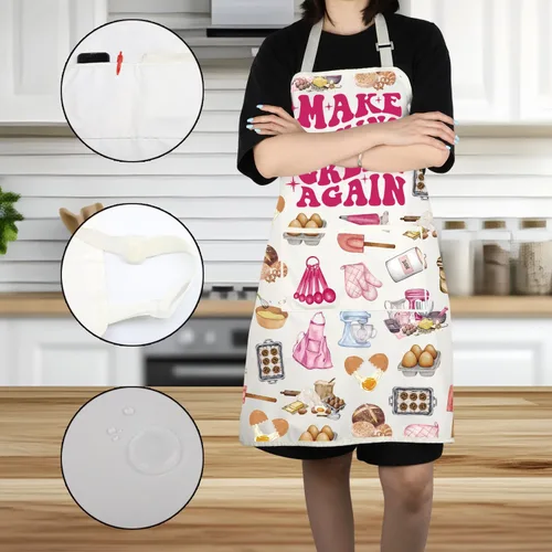 Vista 3 de VAMSII Regalo para amantes de la repostería, delantal para hornear con bolsillos, para cocinar, cocinero, regalo de cocina, delantal