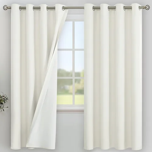 Vista 99 de YoungsTex - Cortinas 100% opacas para dormitorio, con aislamiento térmico y ojales, cortinas oscuras negras con capa pesada para ventana de sala