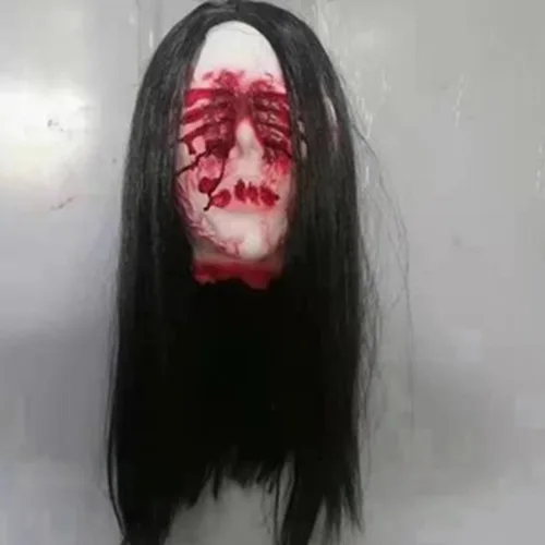 Vista 27 de Decoraciones colgantes de cabeza dividida para Halloween, cuerpo sangriento aterrador, cuerpo sangriento, tamaño real, real, accesorios de colgante