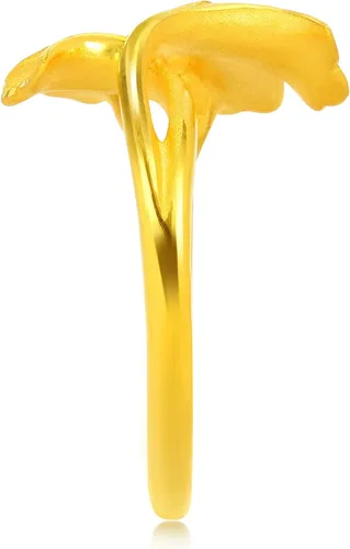 Vista 5 de CHOW SANG SANG 999.9 24K Oro Chino Boda Colección Precio por Peso 0.16 oz Oro Ginkgo Hojas Anillo para Mujeres y Ocasión de Boda 89883R Tamaño 13
