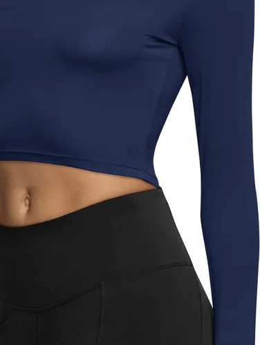 Vista 6 de ATHLIO Camiseta deportiva de compresión para mujer, ajuste fresco y seco, manga larga, para entrenamiento, gimnasio, yoga
