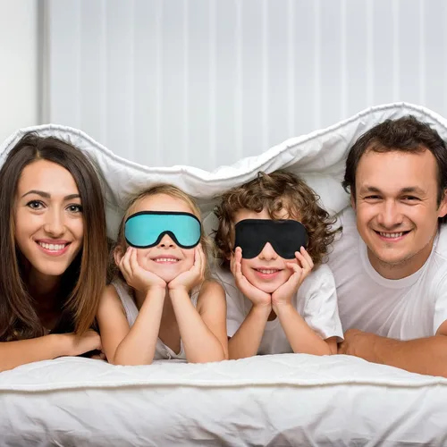 Vista 7 de 2 Piezas Máscara de Dormir 3D para Niños de Espuma Viscoelástica Contorneada para los Ojos, Cubierta de Ojos para Dormir de Viaje con Correa