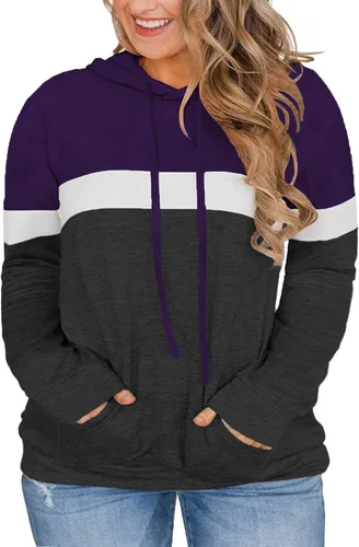 Vista 9 de VISLILY - Sudaderas con capucha para mujer, talla grande, con bloques de color y bolsillos, tallas XL a 4XL gris (01_a_gray)
