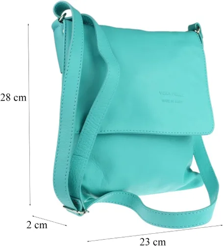 Vista 5 de Bolso de hombro cruzado de cuero suave italiano para mujer con cremallera