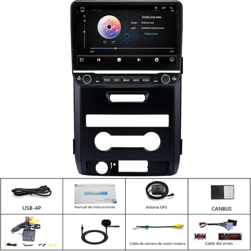 Vista 6 de Para Ford F150 Radio Upgrade 2013 2014 STX XL, QLED Touch Screen Stereo,8 Core CPU,Carplay Android Auto Ready,Mantener el control del volante