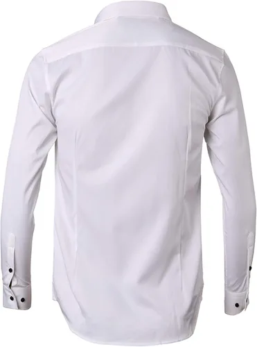 Vista 4 de FLY HAWK Camisas de vestir para hombre, ajuste delgado, manga larga, elástica, fibra de bambú, con botones