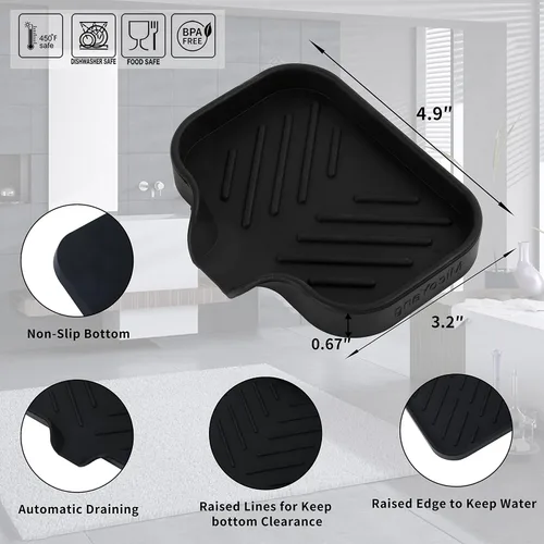 Vista 2 de MicoYang Jaboneras de Baño de Silicona con Boquilla de Drenaje - Organizador de Fregadero de Baño y Cocina, Soporte para Esponja, Bandeja de Jabón