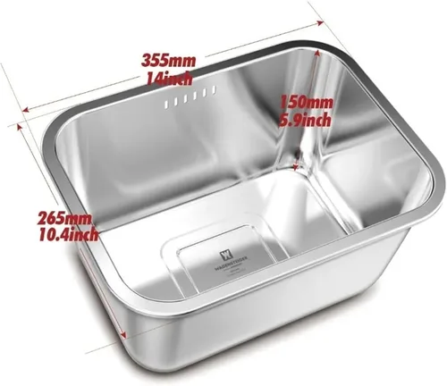 Vista 3 de Plato portátil del acero inoxidable 10L, tina multiusos del fregadero de la cocina y lavabo de lavado vegetal