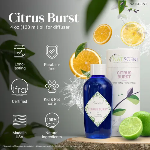 Vista 2 de Citrus Burst - Aceites esenciales para difusores para el hogar, aceite esencial de cítricos derivados de la naturaleza, aceites difusores de larga