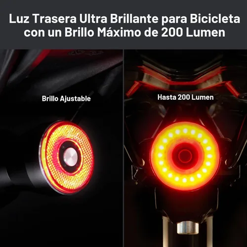 Vista 3 de G Keni Luz trasera inteligente para bicicleta, luces traseras con detección de freno, encendido/apagado automático, impermeable, recargable por USB