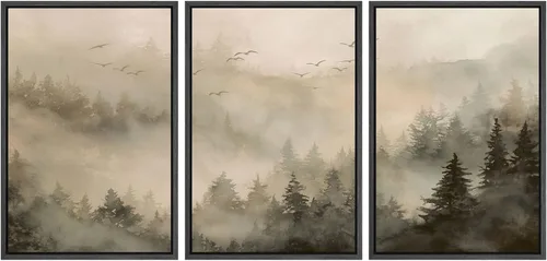 Vista 77 de SIGNWIN Lienzo enmarcado para pared, juego de arte de campos pastorales, flores silvestres, campo rústico, paisaje, floral, ilustraciones modernas