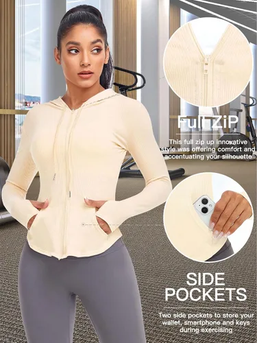 Vista 5 de VUTRU Chaqueta deportiva con capucha y cremallera completa para mujer
