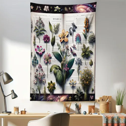 Vista 42 de Ambesonne Tapiz verde, fases lunares alrededor de un árbol de la vida, impresión de diseño bohemio de astrología nocturna, decoración de tela