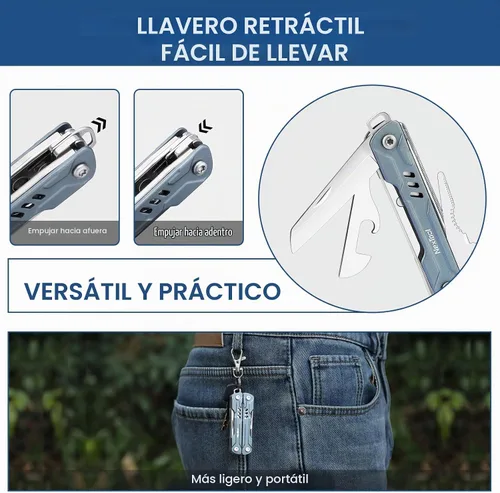 Vista 3 de NexTool Mini Sailor S11 Llavero multiherramienta, alicates EDC 11 en 1 (azul)