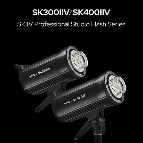 Vista 2 de Godox SK400II-V SK400II V 400Ws 5700±200K luz estroboscópica, sistema inalámbrico X 2.4G integrado, panel LCD transparente, con lámpara de modelado