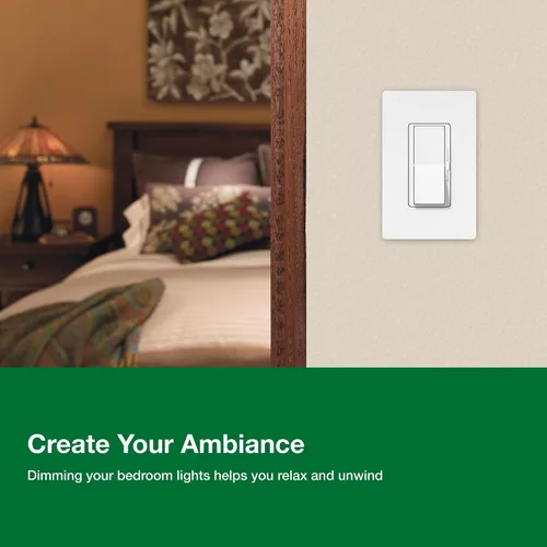 Vista 6 de Lutron Diva LED+ Interruptor Regulador de Luz para Bombillas LED Regulables, Halógenas e Incandescentes, 150 Vatios, Unipolar o 3 Vías, Almendra