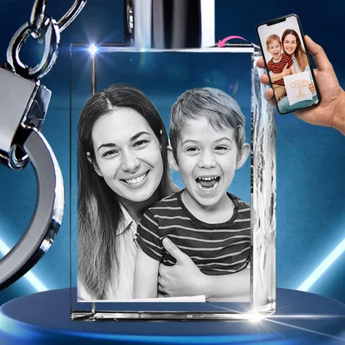 Vista 13 de 3D innovation Llavero de cristal personalizado con luz LED, llavero grabado con láser 2D personalizado, grandes regalos personalizados