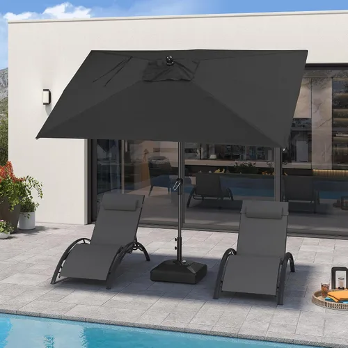 Vista 122 de PURPLE LEAF - Sombrilla de patio rectangular de 6' x 4', sombrilla de mesa para exteriores con marco de aluminio, sombrilla de mercado, sombrilla
