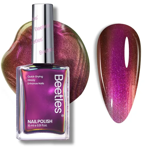 Vista 17 de Beetles - Esmalte de uñas morado – Violeta nublado de 0.51 onzas líquidas, esmalte de uñas morado pastel con purpurina de secado rápido para uñas