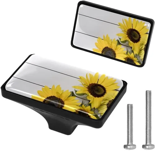 Vista 17 de LORVIES Paquete de 4 pomos decorativos florales de 1.65 pulgadas para gabinete, rectángulo de vidrio ABS con un solo agujero, tiradores de puerta