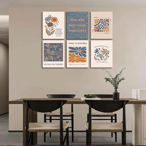 Vista 7 de 6 lienzos de salud mental para pared, estilo bohemio, psicología motivacional, decoración de pared, fotos, terapia, oficina, arte de pared