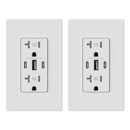 Vista 8 de Micmi Toma de pared USB C, 30 W, 6.0 amperios, 3 puertos USB C, 15 A, receptáculo resistente a manipulaciones con puertos dobles tipo C y A