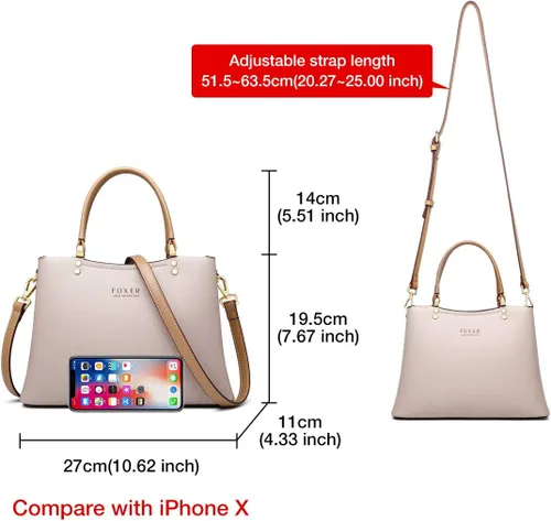 Vista 2 de Leather Handbags for Women, Genuine Leather Ladies Top-handle Bags with Adjustable Shoulder Strap Women's Designer Tote Bags Womens Crossbody