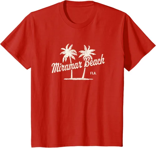 Vista 3 de Miramar Beach Florida Vintage 70s Palm Trees - Camiseta gráfica, Azul / Patchwork, S