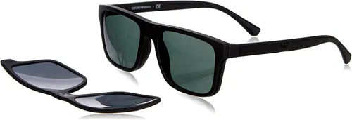 Vista 4 de Emporio Armani Mens EA4115 Rectangular Eyewear Frames With Two Interchangeable Sun Clip-ons Negro mate/transparente/gris claro/gris oscuro