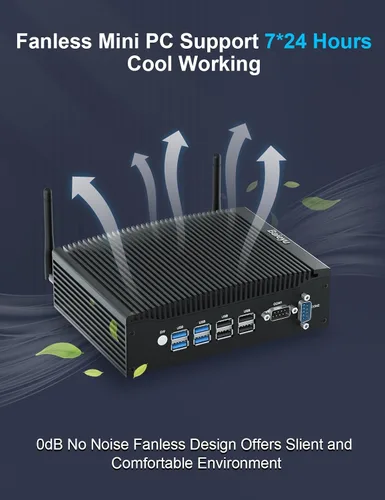 Vista 6 de Baieyu Mini PC industrial sin ventilador equipado con Core i5-8260U 16GB RAM DDR4 256GB SSD PC industrial Windows 11 Pro/Linux Mini PC industrial 2