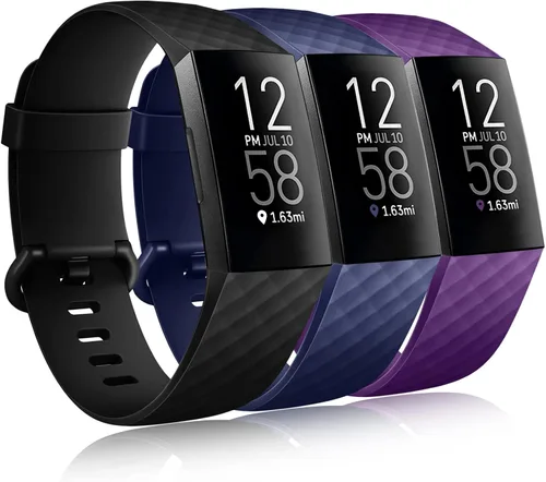 Vista 11 de Wepro Paquete de 3 bandas compatibles con Fitbit Charge 4 bandas para Negro/Azul Marino/Azul Gris
