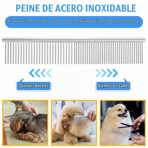 Vista 4 de Solución Completa de Aseo para Mascotas de Aiolpy - Kit de 9 Piezas con Cepillo Slicker, Herramienta Antinudos y Peine de Aseo para Todas las Razas
