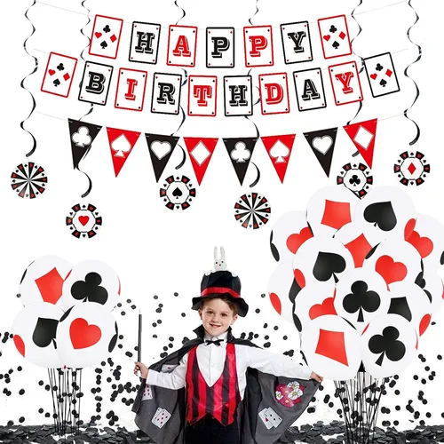 Vista 6 de 30 globos de casino para decoración de póquer, globos de 12 pulgadas, globos de látex para decoración de fiesta de cumpleaños de póquer de casino