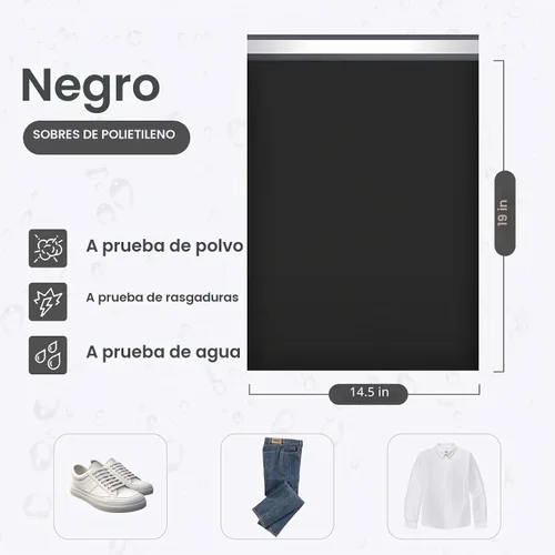 Vista 2 de UCGOU Sobres de polietileno de 14.5 x 19 pulgadas, color negro, paquete de 100 bolsas de envío grandes #7, sobres de correo gruesos fuertes