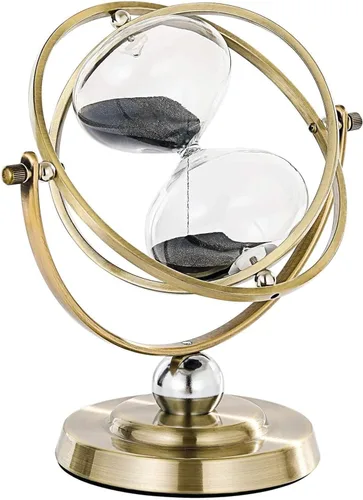 Vista 8 de SuLiao Reloj de arena de reloj de arena de 30 minutos: reloj de arena negra de latón antiguo, reloj de arena grande giratorio de 30 minutos, reloj