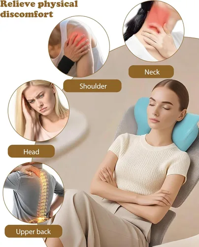 Vista 2 de Masajeador de cuello 2025, relajante de cuello y hombros con calor, 3 modos, almohadas portátiles para alivio del dolor y relajación muscular