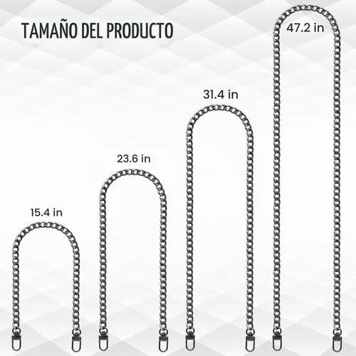 Vista 2 de RAPUDA Correa de cadena para bolso, 4 piezas de diferentes tamaños, correas de cadena para bolso, correas de cadena de metal para bricolaje de Negro