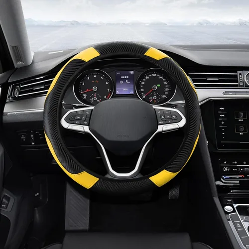 Vista 14 de Funda para Volante de Automóvil, Protector de Volante, Universal 14.5-15 Pulgadas Cuero de Microfibra Transpirable Fundas para Volante de Auto