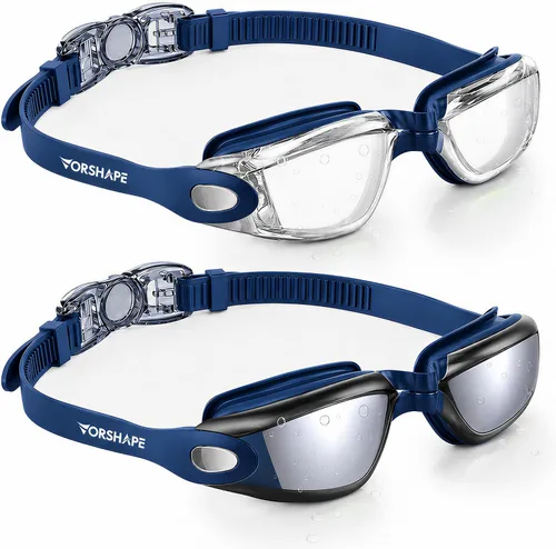 Vista 24 de Gafas de natación: paquete de 2 gafas de natación antivaho, sin fugas, protección UV, para adultos, hombres, mujeres, jóvenes