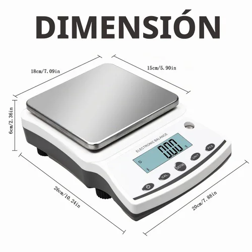 Vista 2 de RESHY Báscula de laboratorio de 176.37 oz x 0.00 oz, balanza analítica digital de alta precisión con pesas de calibración, escala de gramo