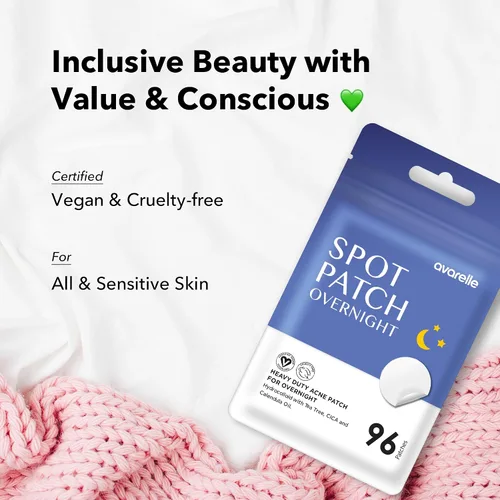 Vista 4 de AVARELLE Parches de espinillas para la cara Good Night Acné Cover Hidrocoloide con aceite de árbol de té Tratamiento de manchas de acné