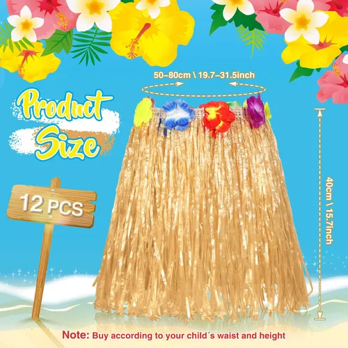 Vista 2 de 12 faldas hawaianas de hierba hula para niños para fiesta Luau, cumpleaños, vestido de graduación, espectáculos festivos, fiesta de celebración
