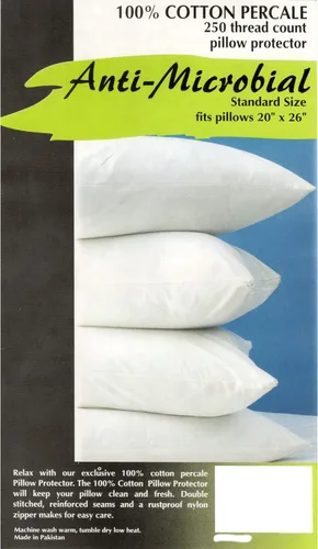 Vista 5 de Paquete de 2, 100 % algodón, 250 hilos, protectores de almohada con cremallera.