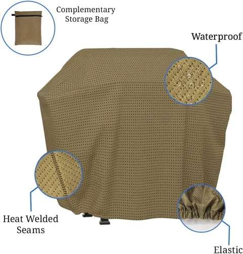 Vista 3 de Covers & all Funda para parrilla de barbacoa con elástico, 160 GSM Duro Pro tela transpirable no tejida, impermeable, resistente a los rayos UV