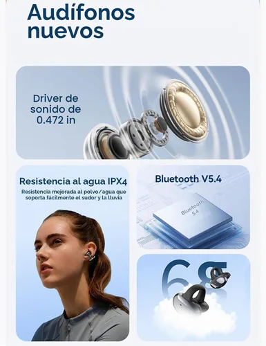 Vista 7 de Auriculares con clip de oreja abierta, auriculares inalámbricos Bluetooth 5.3 12 horas de reproducción, DT5.0 a prueba de fugas, micrófono