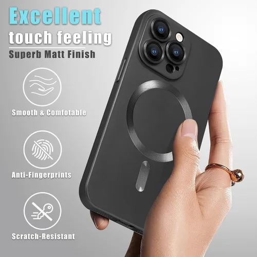 Vista 5 de Funda magnética para iPhone 12 Pro, [protector de lente desmontable] con protección completa de la cámara a prueba de golpes, mate, delgada, suave