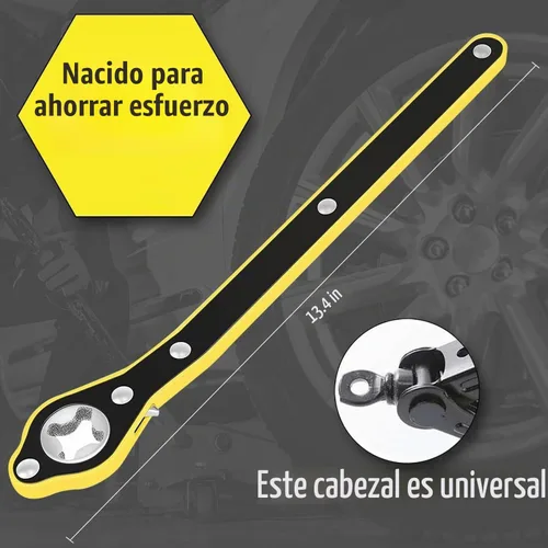 Vista 2 de Llave de trinquete con mango largo para gato de tijera, llave de llanta para gato de neumático, llave de gato de automóvil con diseño positivo