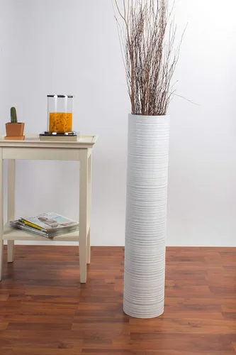 Vista 9 de Leewadee Florero grande de 26 pulgadas de madera de mango para hierba de pampas, flores secas Blanco