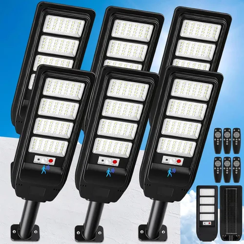 Vista 8 de Solar Street Lights Outdoor Waterproof, 4-Pack LED Flood Lights with Motion Sensor, 6500K 18000LM Dusk to Dawn Solar Light Outside, Solar-Powered