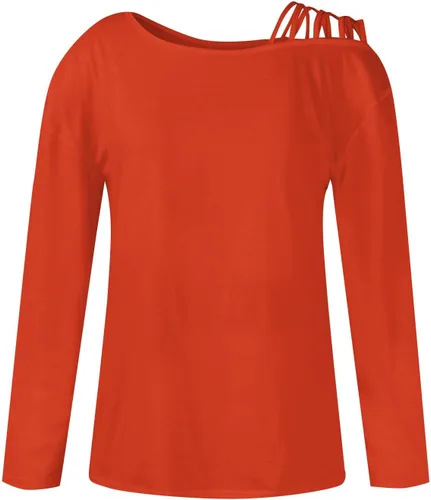 Vista 2 de JJHAEVDY Sudadera para mujer, manga larga, hombros descubiertos, estampado de cuello plano, sudaderas casuales